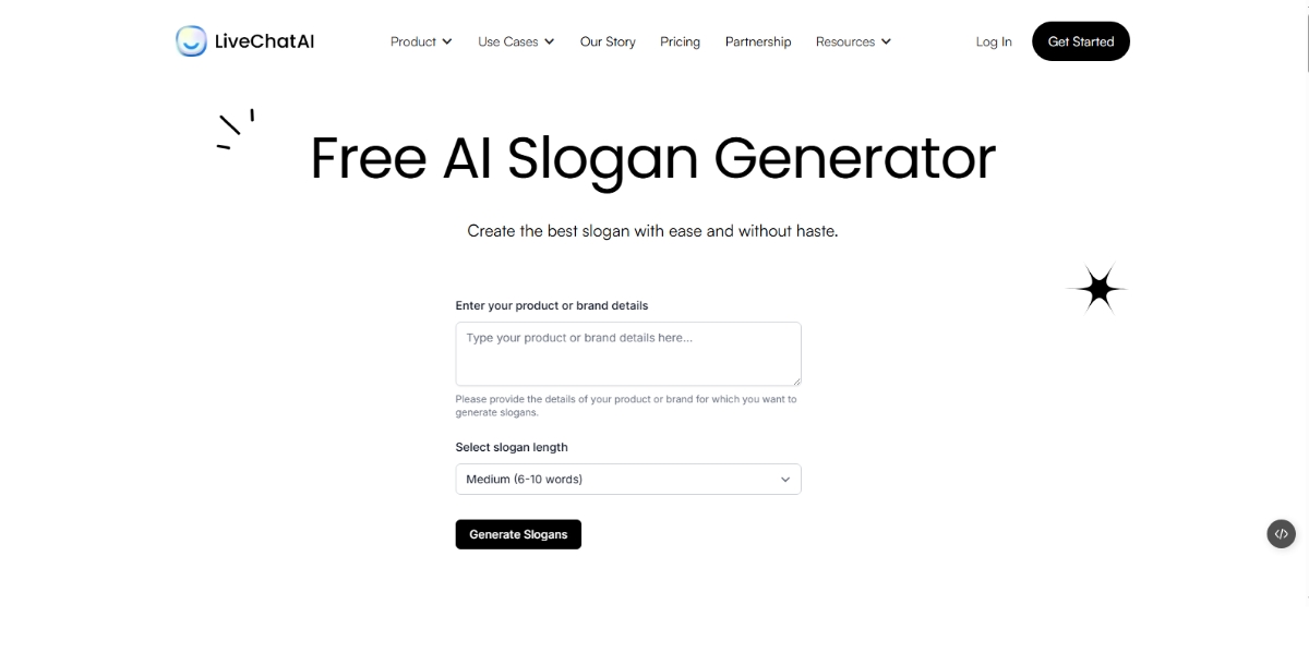 Livechat AI - Best Slogan Generators