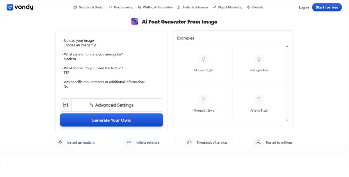 Vondy - Best AI Font Generator Tools